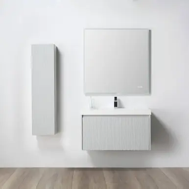 Exclusive Blossom V8028 36 15 A SC Positano 36" Floating Bathroom Vanity with Sink & Side Cabinet - Light Grey