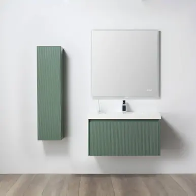 Fresh Stock Blossom V8028 36 27 A SC Positano 36" Floating Bathroom Vanity with Sink & Side Cabinet - Aventurine Green