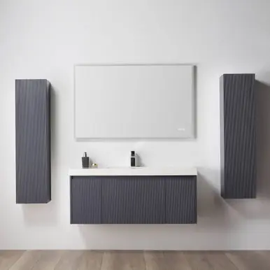 Place Order Blossom V8028 48 26S A 2SC Positano 48" Floating Bathroom Vanity with Single Sink & 2 Side Cabinet - Night Blue