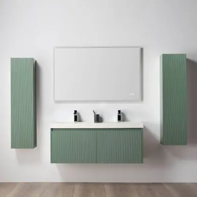 Weekend Sale Blossom V8028 48 27D A 2SC Positano 48" Floating Bathroom Vanity with Double Sink & 2 Side Cabinet - Aventurine Green