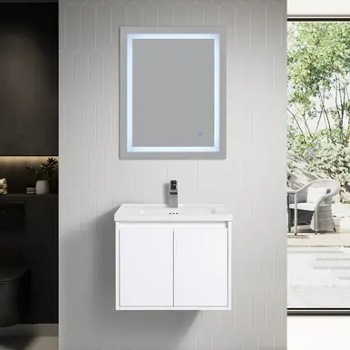 Direct From Factory Blossom V8035 24 01 C Bern 24" Wall Hung Vanity with Ceramic Sink - Glossy White