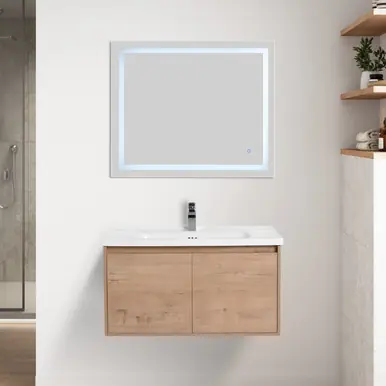Blossom V8035 36 29 C Bern 36" Wall Hung Vanity with Ceramic Sink - Classic Oak Price Drop