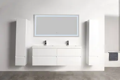 Weekend Sale Blossom V8036 48 01 A Assisi 48" Wall Hung Vanity With Acrylic Sink - Glossy White