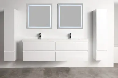 Limited Time Blossom V8036 72 01 A Assisi 72" Wall Hung Vanity With Acrylic Sink - Glossy White