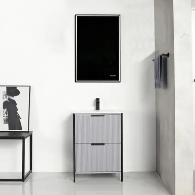 Direct From Factory Blossom V8039 24 15 C Zurich 24" Vanity With Ceramic Sink - Metal Grey