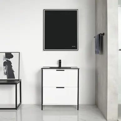 Blossom V8039 30 01 MB Zurich 30" Vanity With Black Ceramic Sink - Glossy White Top Pick
