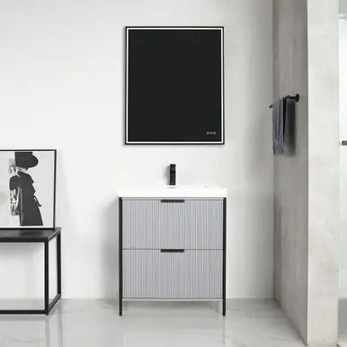 Blossom V8039 30 15 A Zurich 30" Vanity With Acrylic Sink - Metal Grey Hassle-Free Returns