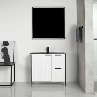 Blossom V8039 36 01 MB Zurich 36" Vanity With Black Ceramic Sink - Glossy White Certified