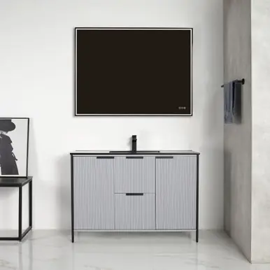 Blossom V8039 48 15 MB Zurich 48" Vanity With Black Ceramic Sink - Metal Grey Low Price