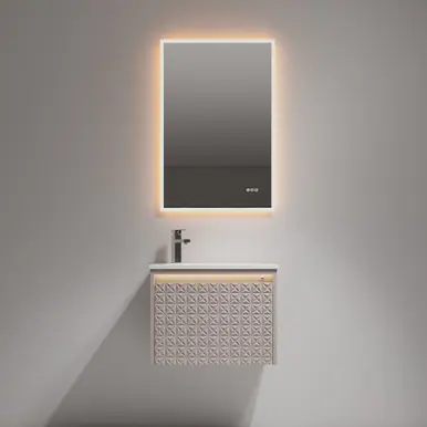 Blossom V8041 24 14 A Thun 24" Wall Hung Vanity With Teardrop-Shaped Basin Sink - LED Illuminated - Khaki Popular