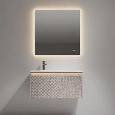 Blossom V8041 36 14 A Thun 36" Wall Hung Vanity With Teardrop-Shaped Basin Sink - LED Illuminated - Khaki Big Sale