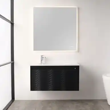 Clearance Blossom Voyage 36" Wall Hung Vanity With Droplet-Shaped Sink (LED Illuminated) - Charcoal - V8042 36 28 A