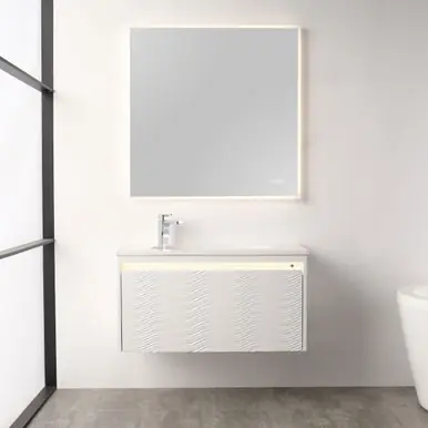 Blossom Voyage 36" Wall Hung Vanity With Droplet-Shaped Sink (LED Illuminated) - Glossy White - V8042 36 01 A New Arrival