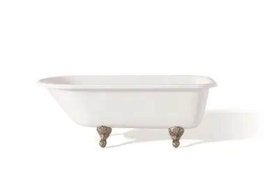 Limited Edition Cheviot 2094-WW-BN TRADITIONAL Cast Iron Bathtub with Continuous Rolled Rim - 54" x 30" x 24" w/ Brushed Nickel Feet