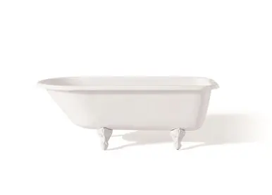 Cheviot 2107-WW-6-WH TRADITIONAL Cast Iron Bathtub with Faucet Holes - 68" x 30" x 24" w/ White Feet Price Drop