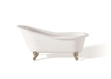 Limited Offer Cheviot 2108-WW-PN SLIPPER Cast Iron Bathtub with Continuous Rolled Rim - 61" x 30" x 30" w/ Polished Nickel Feet