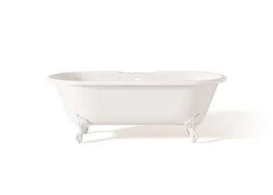 Bargain Cheviot 2110-WW-8-WH REGAL Cast Iron Bathtub with Faucet Holes - 68" x 31" x 24" w/ White Feet