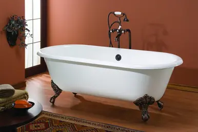 Cheviot 2111-WC-AB REGAL Cast Iron Bathtub with Continuous Rolled Rim - 68" x 31" x 24" w/ Antique Bronze Feet - Custom Color of Choice Crafted
