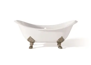 Cheviot 2114-WW-6-BN REGENCY Cast Iron Bathtub with Lion Feet and Faucet Holes - 72" x 31" x 31.25" w/ Brushed Nickel Feet Viral