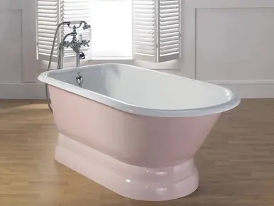 Cheviot 2118-WC TRADITIONAL Cast Iron Free-Standing Bathtub with Pedestal Base and Continuous Rolled Rim - 61" x 30" x 24" - Custom Color of Choice New Arrival