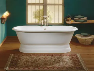 Hassle-Free Returns Cheviot 2120-WC-6 REGAL Cast Iron Free-Standing Bathtub with Pedestal Base and Faucet Holes - 68" x 31" x 24" - Custom Color of Choice