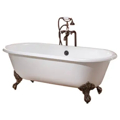 Cheviot 2126-WC-6-AB REGAL Cast Iron Bathtub with 6" Faucet Holes - 61" x 31" x 24" w/ Antique Bronze Feet - Custom Color of Choice Buy Today