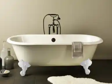 Cheviot 2127-WC-WH REGAL Cast Iron Bathtub with Continuous Rolled Rim - 61" x 31" x 24" w/ White Feet - Custom Color of Choice Next Day Delivery