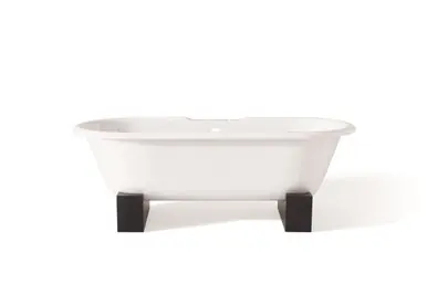 Fan Favorite Cheviot 2128-WW-7-DB REGAL Cast Iron Freestanding Bathtub with Wooden Base and Faucet Holes - 61" x 31" x 24"