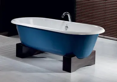Popular Cheviot 2130-WC-6-DB REGAL Cast Iron Free-Standing Bathtub with Wooden Base and Faucet Holes - 68" x 31" x 24" - Custom Color of Choice