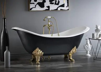 Cheviot 2150-WC-6-PB REGENCY Cast Iron Bathtub with Lion Feet and Faucet Holes - 61" x 31" x 29" w/ Polished Brass Feet - Custom Color of Choice Fresh Stock