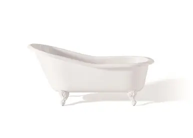 Premium Cheviot 2144-WW-WH SLIPPER Cast Iron Bathtub with Continuous Rolled Rim - 54" x 30" x 30" w/ White Feet