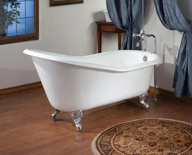 Wholesale Cheviot 2146-WC-6-PB SLIPPER Cast Iron Bathtub with Faucet Holes - 54" x 30" x 30" w/ Polished Brass Feet - Custom Color of Choice