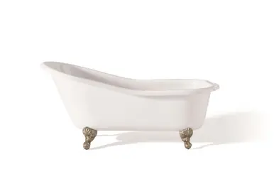 Cheviot 2146-WW-6-BN SLIPPER Cast Iron Bathtub with Faucet Holes - 54" x 30" x 30" w/ Brushed Nickel Feet Final Sale