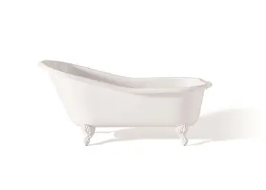 Direct From Manufacturer Cheviot 2146-WW-6-WH SLIPPER Cast Iron Bathtub with Faucet Holes - 54" x 30" x 30" w/ White Feet