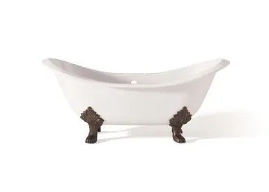 Cheviot 2150-WW-7-AB REGENCY Cast Iron Bathtub with Lion Feet and Faucet Holes - 61" x 31" x 29" w/ Antique Bronze Feet Handmade