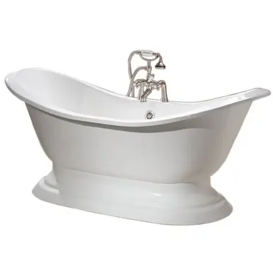 Save Now Cheviot 2151-WC-7 REGENCY Cast Iron Free-Standing Bathtub with Pedestal Base and Faucet Holes - 61" x 31" x 29" - Custom Color of Choice