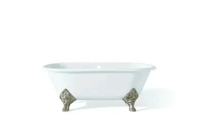 Seasonal Sale Cheviot 2160-WC-6-BN CARLTON Cast Iron Bathtub with Faucet Holes - 70" x 32" x 26" w/ Brushed Nickel Feet - Custom Color of Choice
