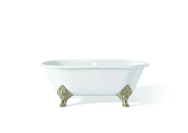 Shop Now Cheviot 2160-WC-6-PN CARLTON Cast Iron Bathtub with Faucet Holes - 70" x 32" x 26" w/ Polished Nickel Feet - Custom Color of Choice