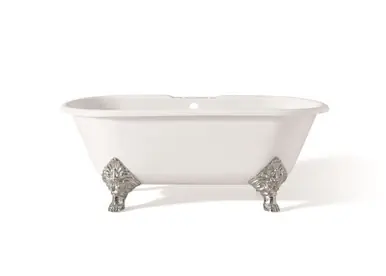 Same Day Shipping Cheviot 2160-WC-7-CH CARLTON Cast Iron Bathtub with Faucet Holes - 70" x 32" x 26" w/ Chrome Feet - Custom Color of Choice