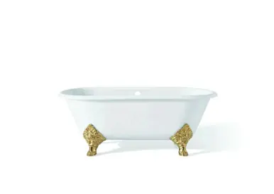 Same Day Shipping Cheviot 2160-WC-7-PB CARLTON Cast Iron Bathtub with Faucet Holes - 70" x 32" x 26" w/ Polished Brass Feet - Custom Color of Choice