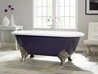 Direct From Factory Cheviot 2161-WC-BN CARLTON Cast Iron Bathtub with Continuous Rolled Rim - 70" x 32" x 26" w/ Brushed Nickel Feet - Custom Color of Choice