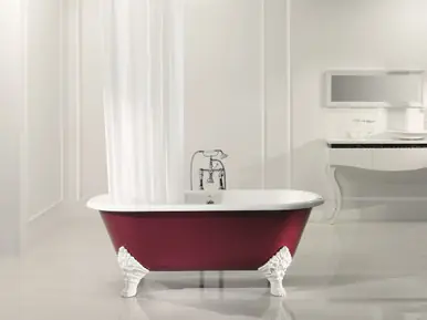 Sale Cheviot 2161-WC-WH CARLTON Cast Iron Bathtub with Continuous Rolled Rim - 70" x 32" x 26" w/ White Feet - Custom Color of Choice
