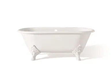 Cheviot 2161-WW-WH CARLTON Cast Iron Bathtub with Continuous Rolled Rim - 70" x 32" x 26" w/ White Feet Must Have