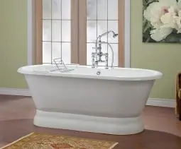 Place Order Cheviot 2165w Carlton Freestanding Cast Iron Bath Tub With Pedestal Base 70" X 32" X 26" - White