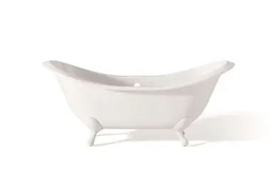 Shop Now Cheviot 2166-WW-7-WH REGENCY Cast Iron Bathtub with Faucet Holes - 68" x 31" x 31.25" w/ White Feet
