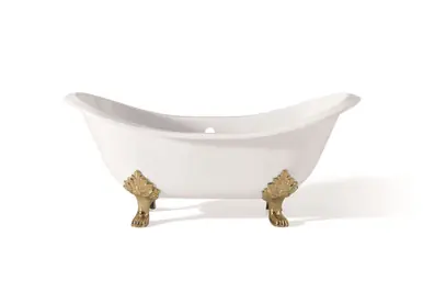 Cheviot 2167-WW-7-PB REGENCY Cast Iron Bathtub with Lion Feet and Faucet Holes - 68" x 31" x 31.25" w/ Polished Brass Feet In Demand