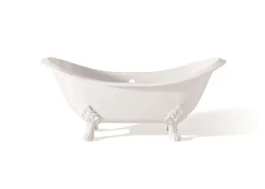 Professional Grade Cheviot 2167-WW-7-WH REGENCY Cast Iron Bathtub with Lion Feet and Faucet Holes - 68" x 31" x 31.25" w/ White Feet