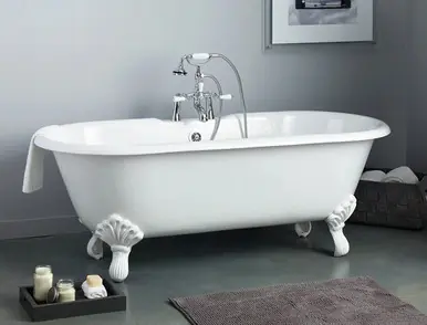 Cheviot 2170-WC-7-CH REGAL Cast Iron Bathtub with Faucet Holes and Shaughnessy Feet - 68" x 31" x 24" w/ Chrome Feet - Custom Color of Choice While Supplies Last