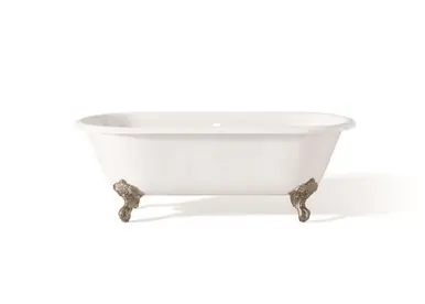 High Quality Cheviot 2175-WW-BN REGAL Cast Iron Bathtub with Continuous Rolled Rim - 70" x 31" x 26" w/ Brushed Nickel Feet