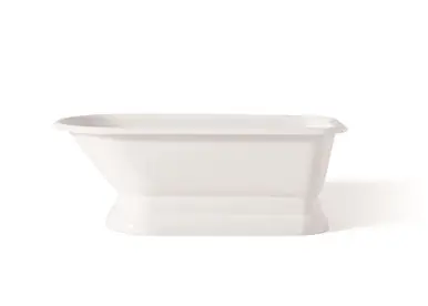 Professional Grade Cheviot 2178-WW-7 TRADITIONAL Cast Iron Free-Standing Bathtub with Pedestal Base and Faucet Holes - 68" x 30" x 24"